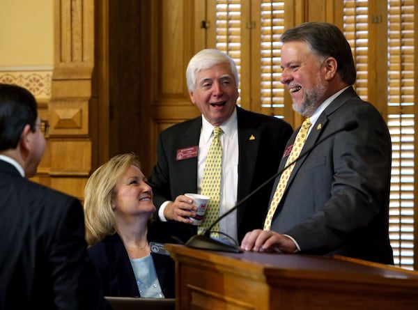 State Rep. Butch Parrish (center) R-Swainsboro, was sworn into office in 1985.