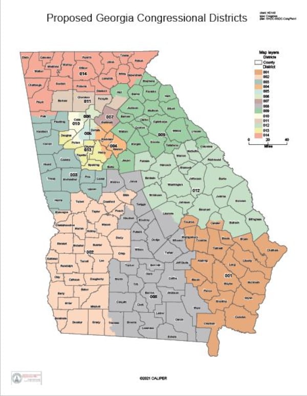 The Georgia Democratic House and Senate caucuses released their version of proposed changes to the state's congressional maps. Courtesy photo.