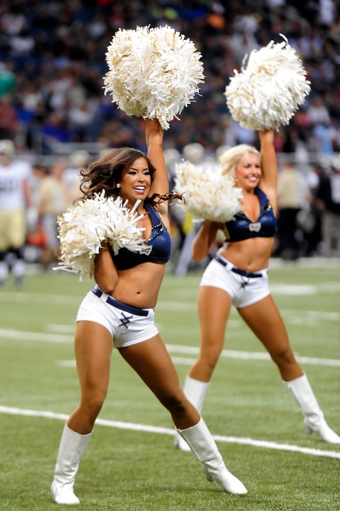 NFL cheerleaders perform at preseason games