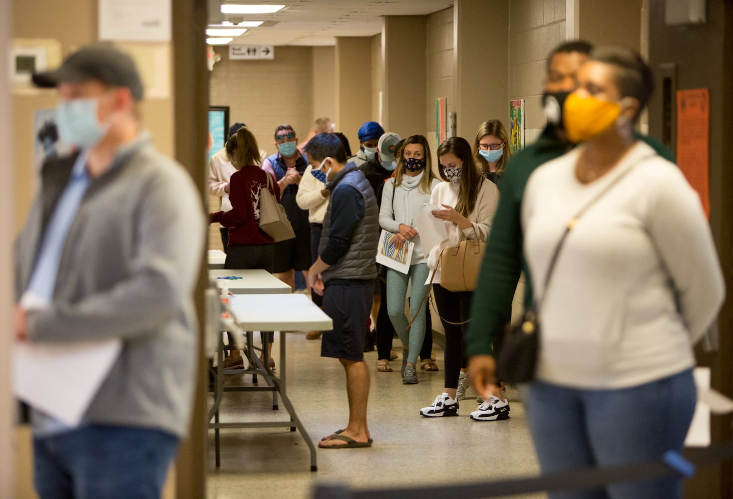 Voters wait to cast their ballots at Lynwood Recreation Center in Brookhaven on the last day of Early voting. PHIL SKINNER FOR THE ATANTA JOURNAL-CONSTITUTION