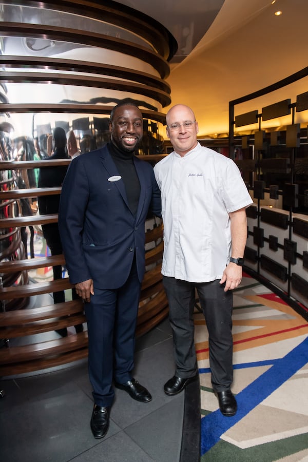 Polaris manager Dyshun Rice (left) is seen with the restaurant's pastry chef, James Gallo. Courtesy of PWP Studio Corporate Event Photographers