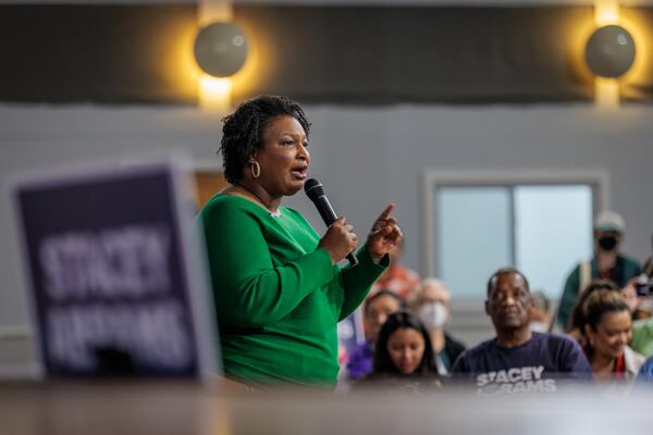 Democratic gubernatorial candidate Stacey Abrams said high turnout among early voters doesn't mean the state's election overhaul is not voter suppression. “Suppression is about barriers to access," Abrams said Monday. "But the antidote to suppression is overwhelming the polls with your presence, and that is exactly what voters did in 2018. It’s what they continue to do in 2020 and 21.” (Arvin Temkar / arvin.temkar@ajc.com)