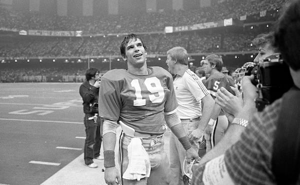 Scott Woerner stands with a smile on the sidelines during the 1981 Sugar Bowl. (AJC FIle)