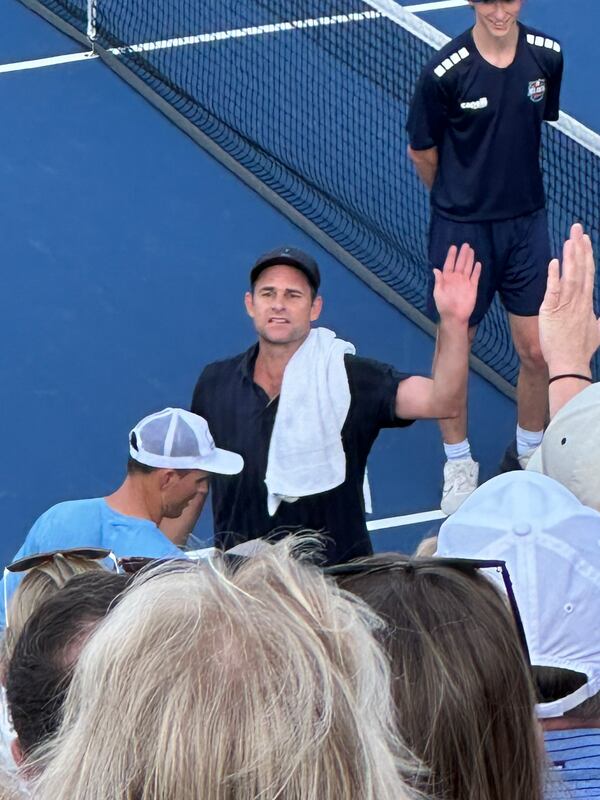 Andy Roddick won his final ATP match at the Atlanta Open in 2012. He returned Monday, July 22, 2024 for an exhibition match at Atlantic Station. RODNEY HO/rho@ajc.com