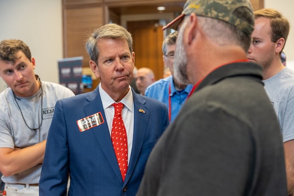 Governor Brian Kemp (R-GA) greets convention-goers at the Georgia GOP State Convention in Jekyll Island, Georgia on June 5th, 2021. Nathan Posner for the Atlanta-Journal-Constitution