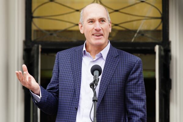 AT&T president John Stankey speaks at a ceremony dedicating an AT&T WarnerMedia building to Mr. Turner, on Friday, December 6, 2019, in Atlanta. (Elijah Nouvelage/Special to the Atlanta Journal-Constitution)