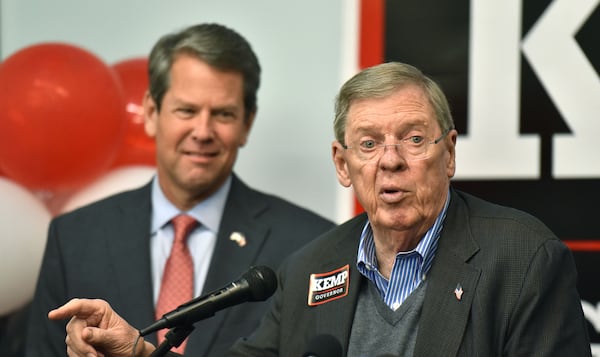 A rush of resumes came in shortly after Gov. Brian Kemp, left, announced that he would be accepting applications to fill the U.S. Senate seat that Johnny Isakson will vacate at the end of the year. HYOSUB SHIN / HSHIN@AJC.COM