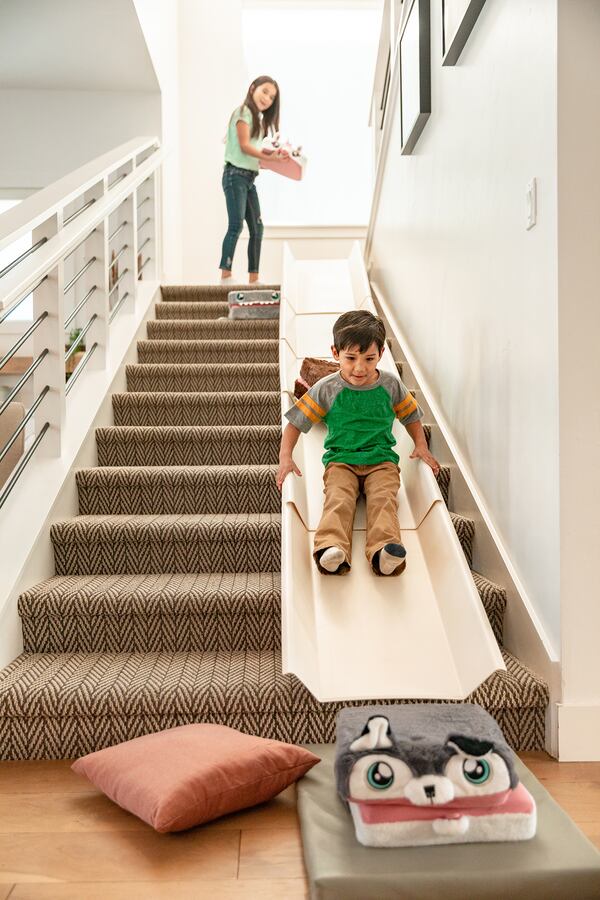 Turn your interior stairs at home into a playground with StairSlide, a slide system that grasps stairs with rubber grips to create activity playtime for kids.
(Courtesy of StairSlide)