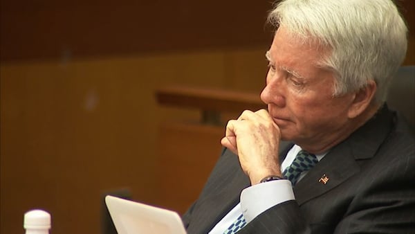 Tex McIver reacts to a doctor's testimony during his murder trial on April 9, 2018 at the Fulton County Courthouse. (Channel 2 Action News)