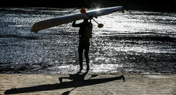 February 24, 2017 COBB COUNTY : With temperatures flirting with a record high, Kristofer Wollein Waldetoff emerged from the waters of the Chattahoochee River Friday morning, February 24, 2017 at the Palisades West unit of the Chattahoochee River National Recreation Area in Cobb County after paddling his kayak. Wollein Waldetoff moved to Atlanta from Sweden in 2015 and is used to seeing lots of snow and gray skies in February. He said, ÛÏThis is more like summer.Û? The unseasonably warm winter trend continued Friday for metro Atlanta. Based on average highs, this is the warmest February on record since 1879, according to the National Weather Service. JOHN SPINK /JSPINK@AJC.COM