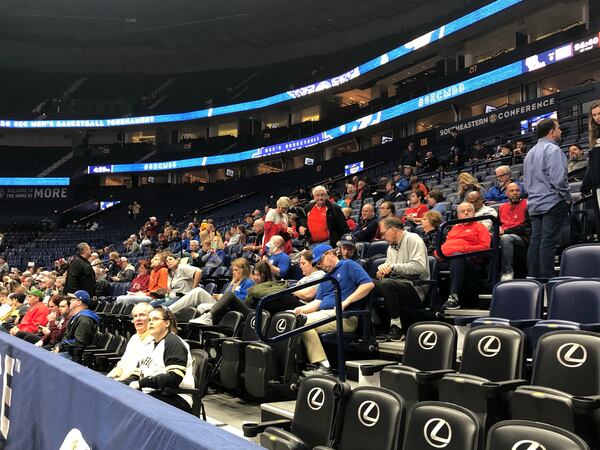 Bridgestone Arena wasn't exactly rocking before the Georgia-Ole Miss game in the first round of the SEC Tournament in Nashville. The tournament was cancelled the next day. (Photo by Chip Towers/ctowers@ajc.com