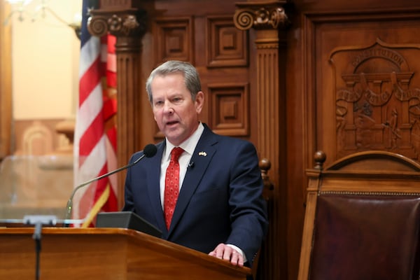 Gov. Brian Kemp delivers the state of the state address in the House of Representatives at the Georgia Capitol, Thursday, Jan. 16, 2025, in Atlanta. (Jason Getz / AJC)