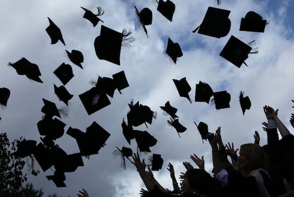 Stock image of graduation caps.  (Photo by Christopher Furlong/Getty Images)