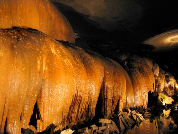 The frozen waterfall at Cathedral Caverns