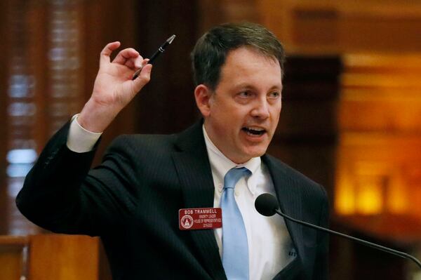 2/26/19 - Atlanta -  Rep. Robert Trammell, D - Luthersville, minority leader, speaks against the bill in favor of a hand marked ballot.  The Georgia House passed a bill Tuesday to buy a new $150 million election system that includes a paper ballot printed with a ballot marking device. But opponents to the bill, including many Democrats, say it would still leave Georgia's elections vulnerable to hacking and tampering.   Bob Andres / bandres@ajc.com