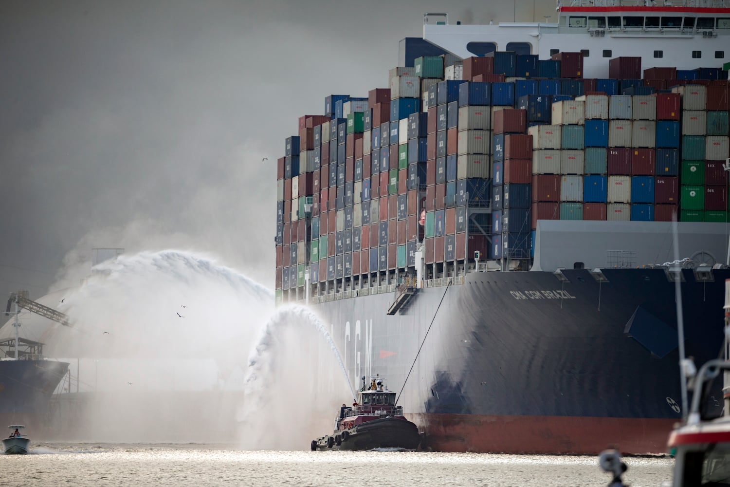 The CMA CGM Brazil Sail Up The Savannah River