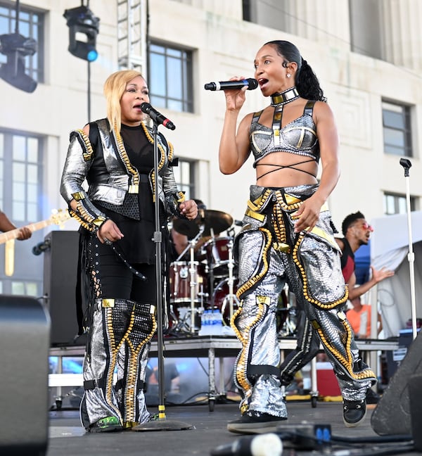 T-Boz (left) and Chilli of the musical group TLC perform on the Equality Stage during Nashville Pride 2019 presented by Nissan on June 23, 2019 in Nashville, Tennessee. (Photo by Jason Kempin/Getty Images)