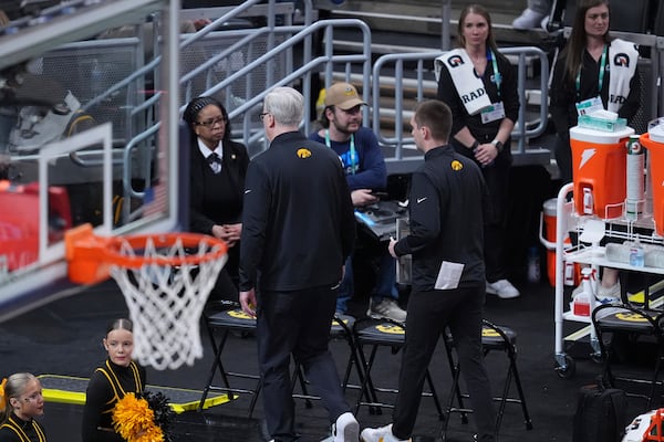 Iowa head coach Fran McCaffery walks to the locker room after being ejected against Illinois during the second half of an NCAA college basketball game in the second round of the Big Ten Conference tournament in Indianapolis, Thursday, March 13, 2025. (AP Photo/Michael Conroy)