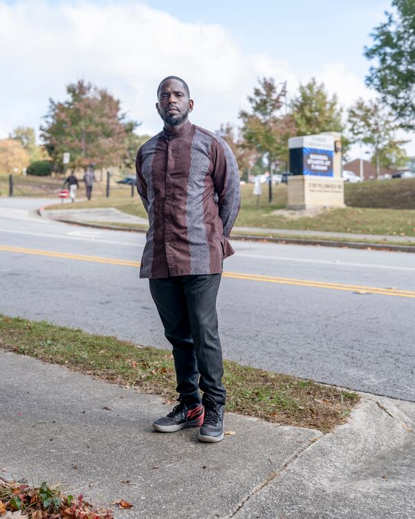 South Fulton Mayor khalid kamau, outside Feldwood Elementary School, in College Park, Ga., Nov. 5, 2024. (José Ibarra Rizo/The New York Times) 