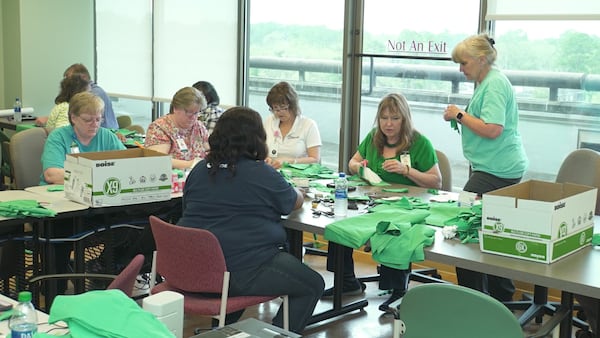 Workers at Phoebe Putney Health System in Albany volunteered to sew medical masks as the nation’s supply of protective equipment for healthcare workers can’t keep up with demand. In the midst of the spread of COVID-19, the disease caused by the novel coronavirus, Phoebe Putney said its supply can run out. Photo contributed by Phoebe Putney.