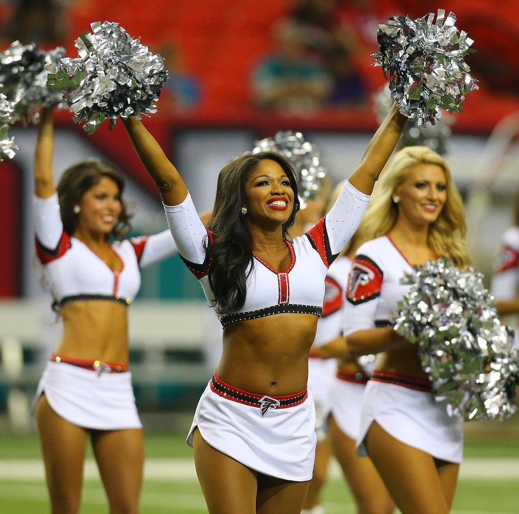 NFL cheerleaders perform at preseason games