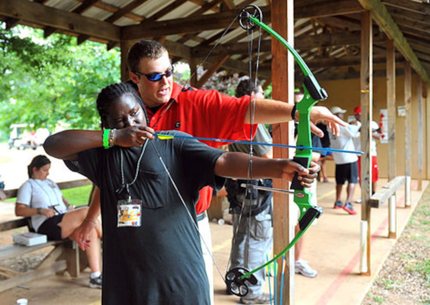 UGA football players visit Camp Sunshine