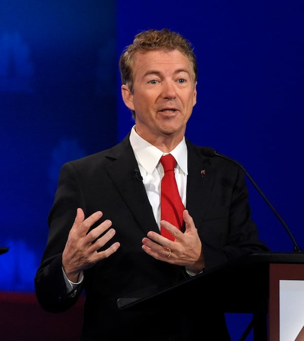 Republican presidential candidate, Sen. Rand Paul, R-Ky., speaks during the CNBC Republican presidential debate at the University of Colorado, Wednesday, Oct. 28, 2015, in Boulder, Colo. (AP Photo/Mark J. Terrill)