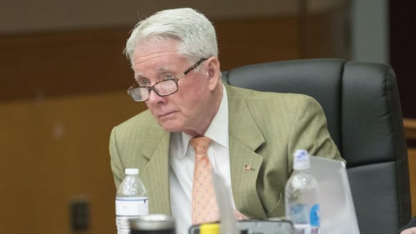 03/12/2018 — Atlanta, GA - Claud “Tex” McIver listens as potential jurors speak during the sixth day of jury selection for his case before Fulton County Chief Judge Robert McBurney, Monday, March 12, 2018. ALYSSA POINTER/ALYSSA.POINTER@AJC.COM