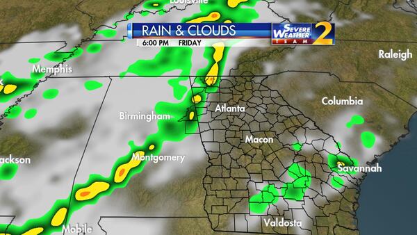 Remnants of Cindy could bring storms later Friday. (Credit: Channel 2 Action News)