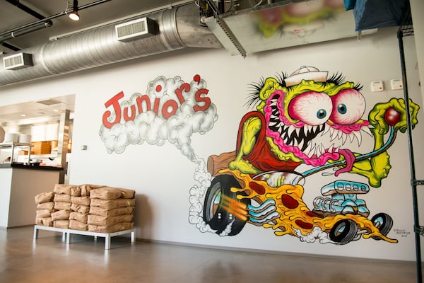 Junior's Pizza pizza monster mural. Photo credit- Mia Yakel.