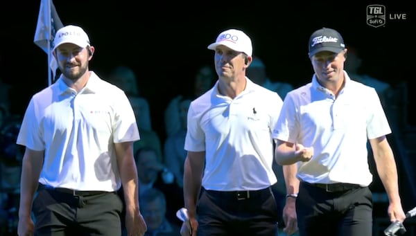 Atlanta Drive golfers Patrick Cantlay (left), Billy Horschel and Justin Thomas in the best internet screenshot I could muster.