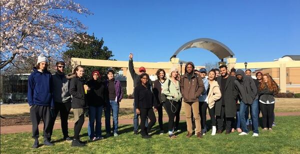 These were some of the Kennesaw State University students who took part in Wednesday’s walkout from classes. BECCA J.C. GODWIN/AJC