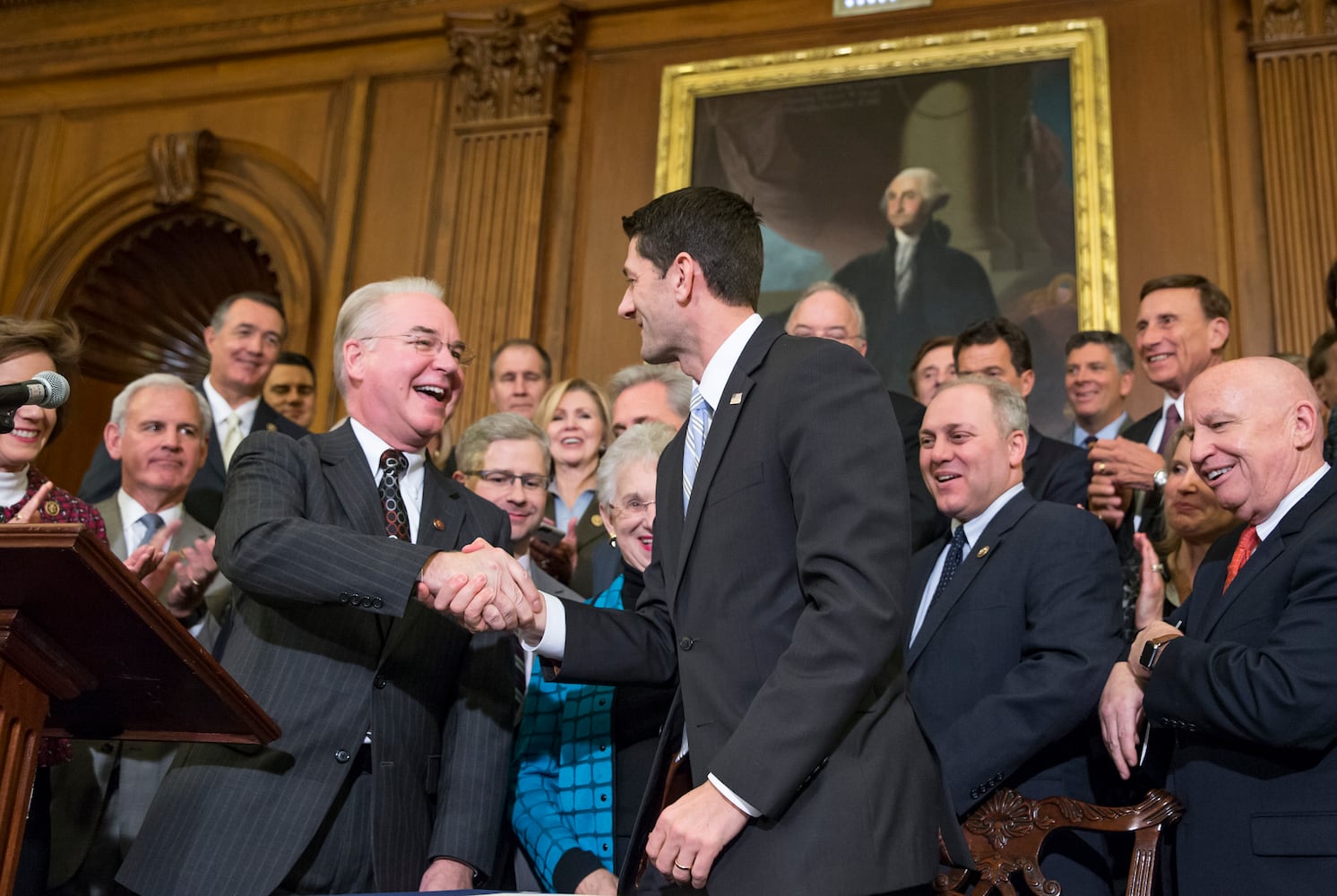 Tom Price is congratulated by Paul Ryan