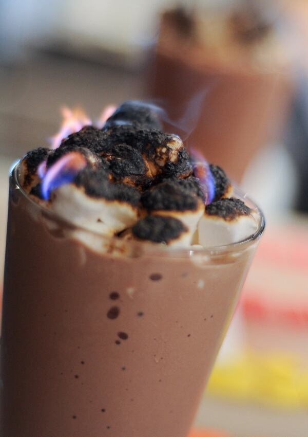 Flip Burger Boutique serves a flaming Nutella and burnt marshmallow milkshake. (Becky Stein / special)