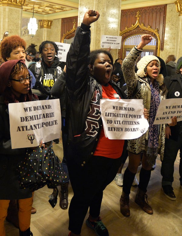 Protesters marched to City Hall in 2015 to rally against police brutality. Among their demands was expanded power for the Atlanta Citizen Review Board.  (AJC 2015)






