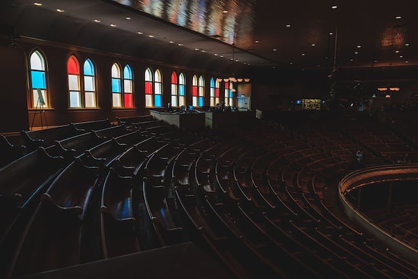 Ryman Auditorium in Nashville has stained-glass windows and pews because it was once a church. CONTRIBUTED BY RYMAN AUDITORIUM