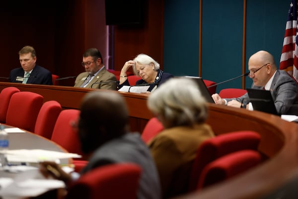 The House Technology and Infrastructure Innovation Committee meets earlier this month to discuss legislation that would address the use of AI technology in elections. (Natrice Miller / Natrice.miller@ajc.com)