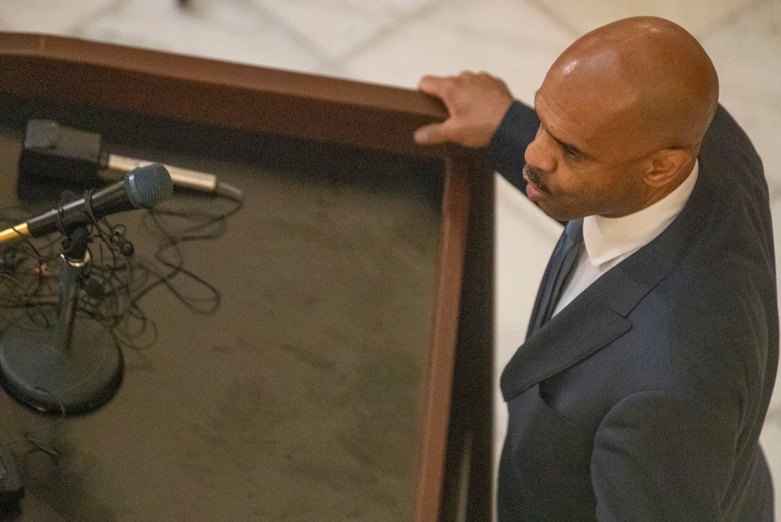 07/22/2020 - Atlanta, Georgia - Al Vivian, son of C.T. Vivian, speaks during a special service to honor his father as his body lay in state inside the rotunda at the Georgia State Capitol Building, Wednesday, July 22, 2020.  (ALYSSA POINTER / ALYSSA.POINTER@AJC.COM)