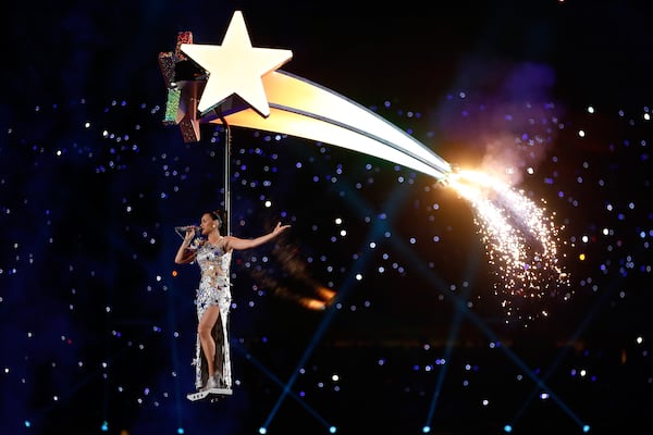 GLENDALE, AZ - FEBRUARY 01: Singer Katy Perry performs during the Pepsi Super Bowl XLIX Halftime Show at University of Phoenix Stadium on February 1, 2015 in Glendale, Arizona. (Photo by Christian Petersen/Getty Images) "Baby, you're a firewoooooork!" Photo: Getty Images