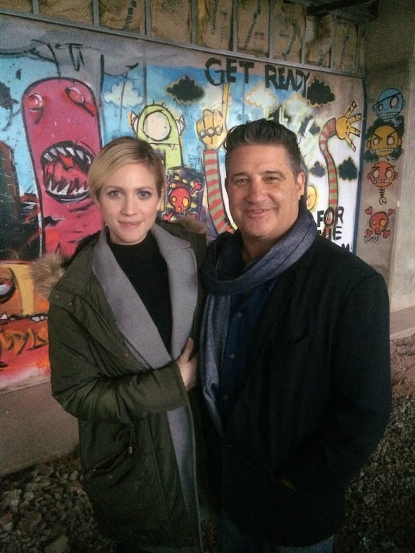 Actress Brittany Snow and director Johnny Martin at the set of "Hangman." Photo: Jennifer Brett, jbrett@ajc.com