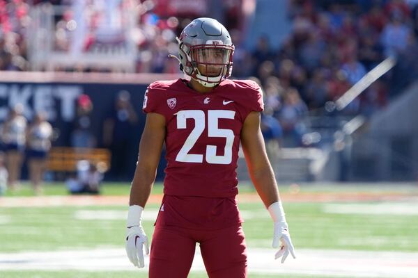 Washington State defensive back Jaden Hicks (25) in the first half during an NCAA college football game against Arizona, Saturday, Nov. 19, 2022, in Tucson, Ariz. (AP Photo/Rick Scuteri)