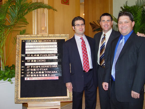 A onetime insider in Jim Torchia's company, ex-CFO Michael Sullivan, at center, has gone public about his former best friend. He says Torchia cheated him out of company money, has been harassing him and his wife, and once hired ruffians to "send a real message" to an opposing litigant. Torchia, who is at right in this photo, calls the ex-CFO a liar and a "con artist." CONTRIBUTED PHOTO