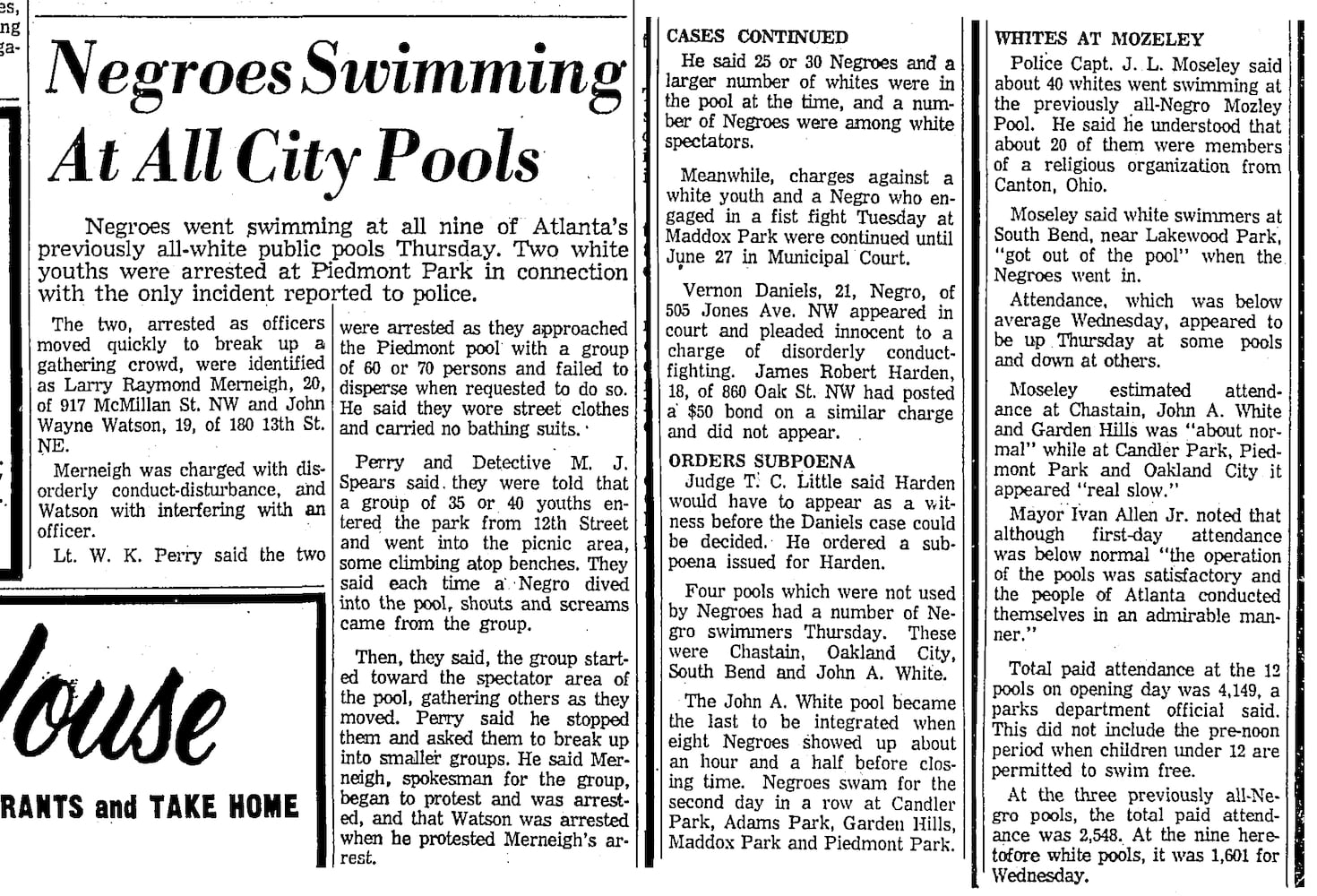 Photos: How Atlanta pools integrated in 1963