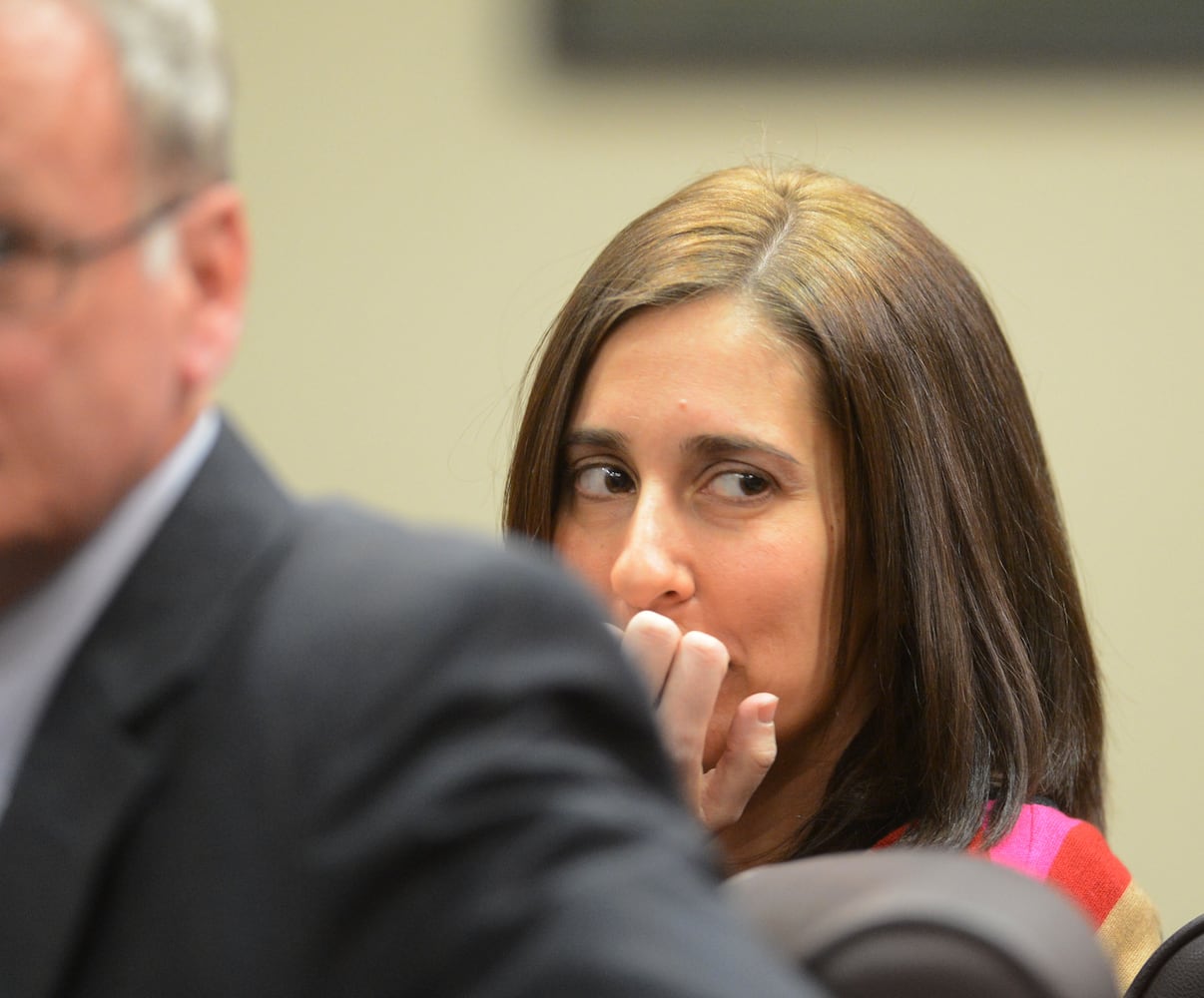 Dunwoody widow appears at a motions hearing before Dekalb County Superior Judge Gregory A. Adams on Feb. 21, 2013.