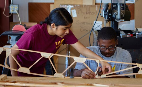 Teens build life-sized airplanes and radio-control models during Saturday morning sessions of the Youth Aviation Program sponsored by EAA 690. Courtesy of John Slemp