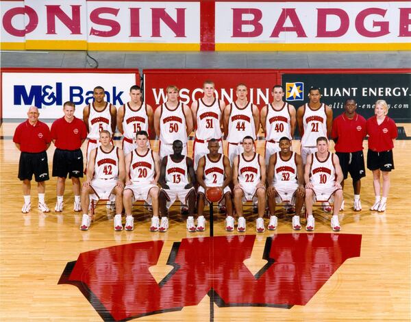 The Wisconsin 1999-2000 Final Four team. Julian Swartz is in the front row on the left end, No. 42. (Courtesy University of Wisconsin Athletics)