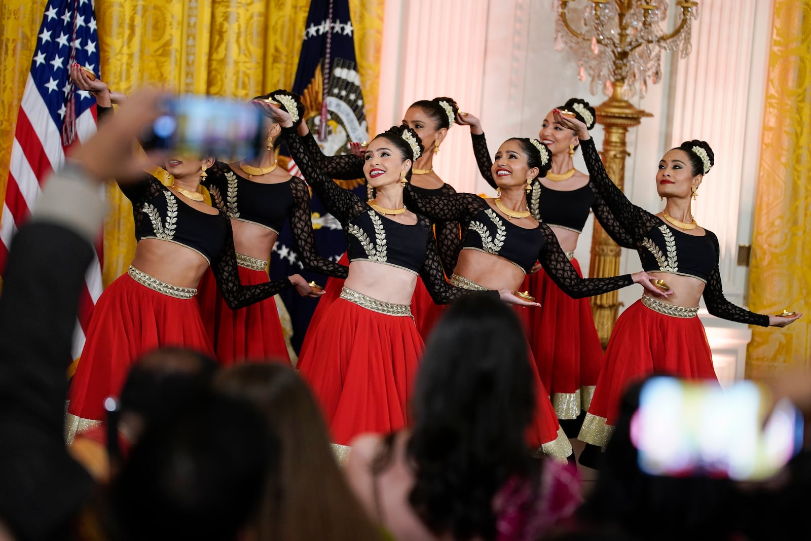 FILE - Dancers perform during an event to celebrate Diwali, in the East Room of the White House, Oct. 24, 2022, in Washington. (AP Photo/Evan Vucci, File)