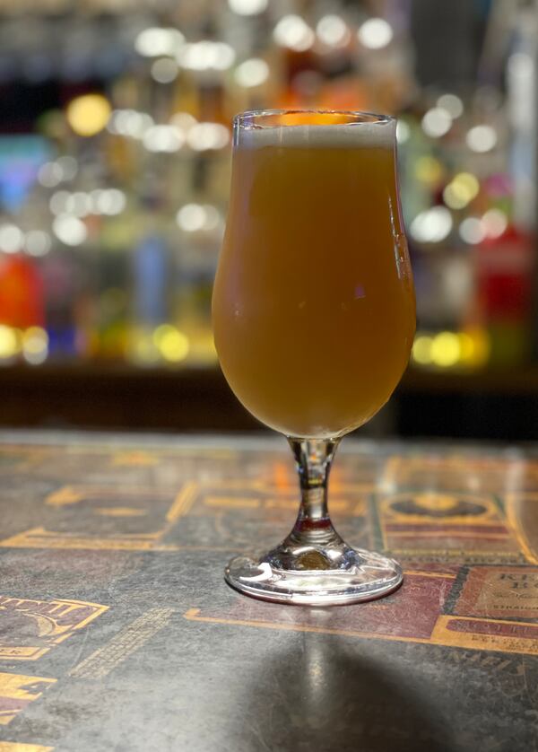 Among the brews featured this month at Summits are three beers from Iowa's Toppling Goliath, including this double dry-hopped King Sue. Courtesy of Mary Fiorello 