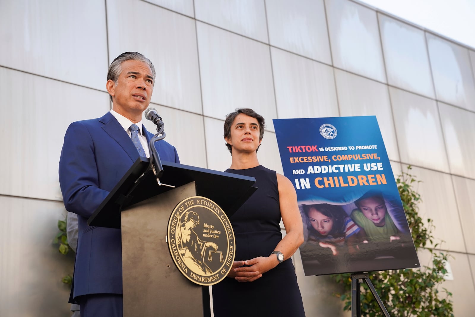 California Attorney General Rob Bonta speaks during a press conference announcing a bipartisan coalition of attorney generals filing lawsuits against TikTok for violation of state consumer protection laws Tuesday, Oct. 8, 2024, in San Francisco. (AP Photo/Minh Connors)