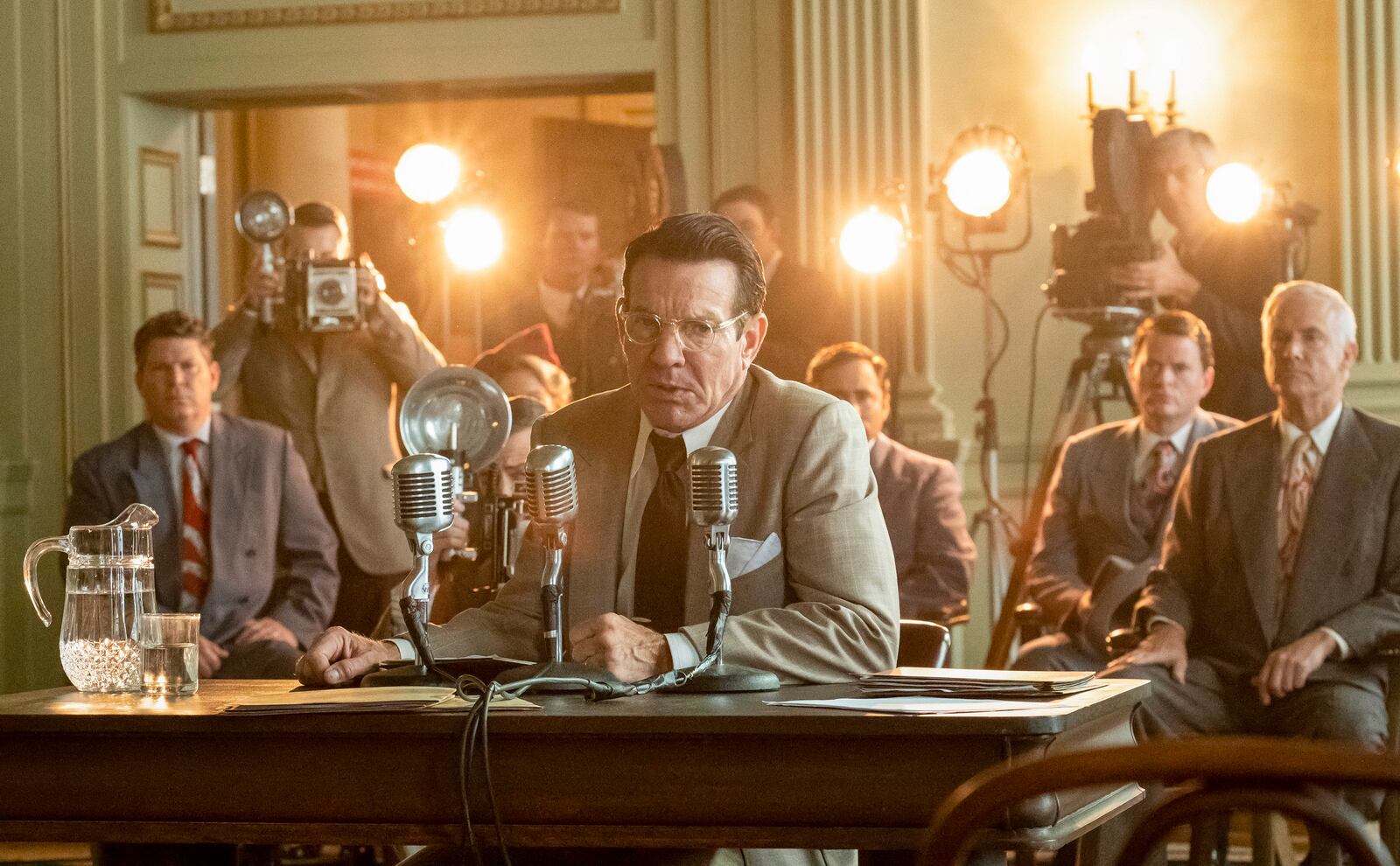 This image released by ShowBiz Direct shows Dennis Quaid in a scene from "Reagan." (Noah Hamilton/ShowBiz Direct via AP)